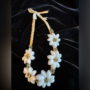 Handcrafted white floral shell necklace. NWOT